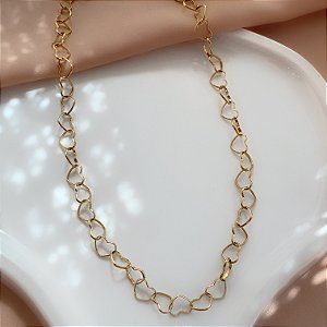 COLAR ELOS DE CORAÇÕES G DOURADO AÇO 316L⭐️