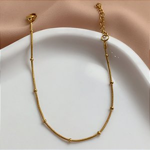 PULSEIRA CORRENTE FINA MINI BOLINHAS DOURADO AÇO 316L⭐️