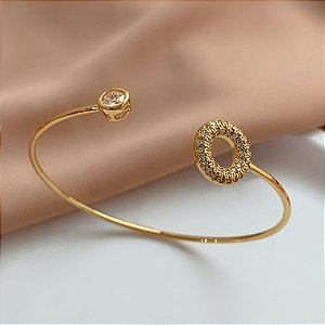 PULSEIRA / BRACELETE VAZADA CRAVEJADA E PONTO DE LUZ BIJU