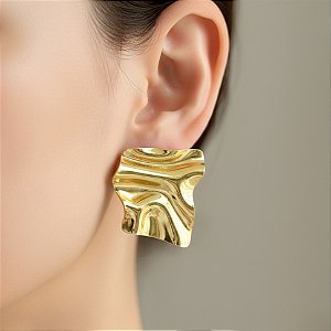 BRINCO ABSTRATO MARTELADO DOURADO AÇO 316L⭐️
