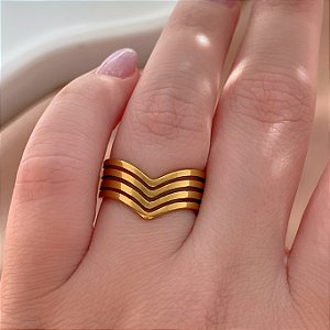 ANEL 4 FIOS ONDINE DOURADO AÇO 316L⭐️