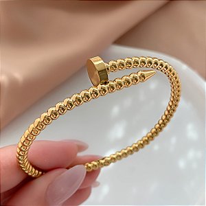 PULSEIRA / BRACELETE PREGO BOLINHAS DOURADO AÇO 316L⭐️
