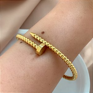PULSEIRA / BRACELETE PREGO BOLINHAS DOURADO AÇO 316L⭐️