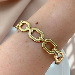 PULSEIRA / BRACELETE ELOS BOLEADOS DOURADO AÇO 316L⭐️