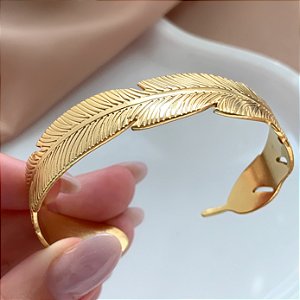 PULSEIRA / BRACELETE PENA DOURADO AÇO 316L⭐️
