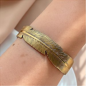 PULSEIRA / BRACELETE PENA DOURADO AÇO 316L⭐️