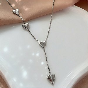 COLAR GRAVATINHA CORAÇÕES CLÁSSICOS AÇO 316L⭐️