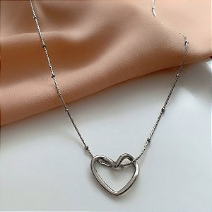 COLAR FINO BOLINHAS PINGENTE CORAÇÃO AÇO 316L⭐️