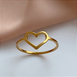ANEL CORAÇÃO DELICADO DOURADO AÇO 316L⭐️