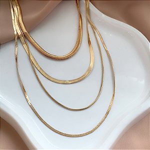 COLAR CORRENTE QUÁDRUPLA DIVERSAS BIJU