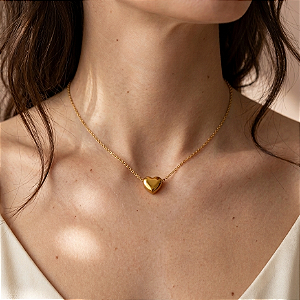 COLAR CORAÇÃO CLÁSSICO BOLEADO DOURADO AÇO 316L⭐️