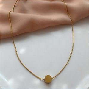 COLAR BOLINHA ACHATADA LISA DOURADO AÇO 316L⭐️