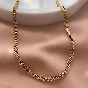 COLAR CORRENTE CORRENTE CORREIA FINA 60CM SEM EXTENSOR DOURADO AÇO 316L⭐️