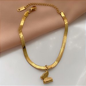 PULSEIRA FITA FINA PINGENTE BORBOLETA TEXTURIZADA DOURADO AÇO 316L⭐️