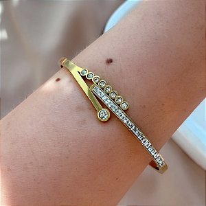 PULSEIRA / BRACELETE FIOS ZIRCÔNIAS DOURADO AÇO 316L⭐️