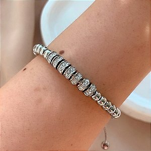 PULSEIRA PINGENTES BOLINHAS LISAS E ZIRCÔNIAS FECHO GRAVATA AÇO 316L⭐️