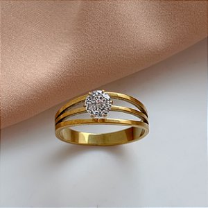 ANEL FIOS PEDRA ZIRCÔNIA DOURADO AÇO 316L⭐️