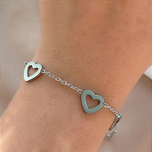 PULSEIRA CORAÇÃO LISO VAZADO AÇO 316L⭐️