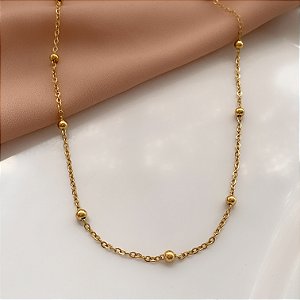 COLAR CORRENTE BOLINHAS SEM EXTENSOR DOURADO AÇO 316L⭐️