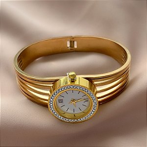 PULSEIRA / BRACELETE RELÓGIO FIOS LISOS DOURADO AÇO 316L⭐️