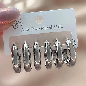 BRINCO KIT ARGOLAS BOLEADAS IGUAIS M AÇO 316L⭐️