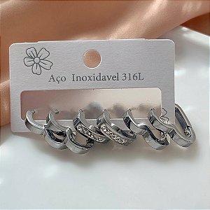 BRINCO KIT ARGOLINHAS CORAÇÕES FIOS ACHATADOS LISOS E ZIRCÔNIAS AÇO 316L⭐️