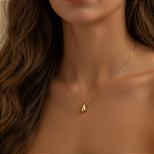 COLAR GOTINHA LISA DOURADO AÇO 316L⭐️