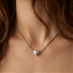 COLAR CORRENTE VENEZIANA PINGENTE CORAÇÃO BOLEADO CLÁSSICO LISO AÇO 316L⭐️