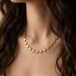 COLAR MINI TREVOS FOLHEADO A OURO 18K⭐