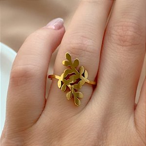 ANEL RAMINHOS LISOS DOURADO AÇO 316L⭐️