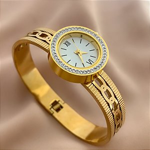 PULSEIRA / BRACELETE RELÓGIO CORRENTE DOURADO AÇO 316L⭐️