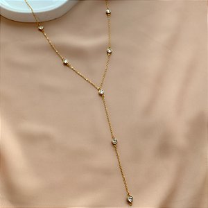 COLAR GRAVATINHA CORAÇÕES CRISTAIS DOURADO AÇO 316L⭐️