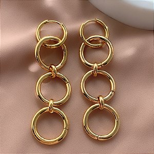 BRINCO ARGOLINHA ELOS PENDENTES DOURADO AÇO 316L⭐️