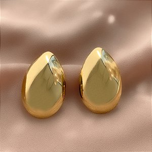 BRINCO GOTA LISA BOLEADA DOURADO AÇO 316L⭐️