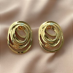 BRINCO OVAL FIOS ASSIMÉTRICOS DOURADO AÇO 316L⭐️