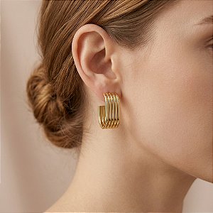 BRINCO ARGOLA OVAL 5 FIOS DOURADO AÇO 316L⭐️