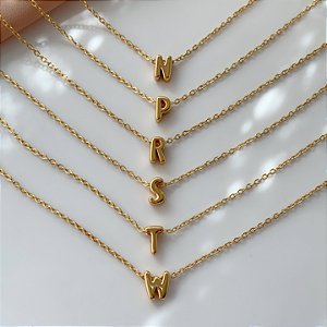 COLAR PINGENTE LETRA DELICADA N-W DOURADO AÇO 316L⭐️