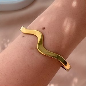 PULSEIRA / BRACELETE ONDA DOURADO AÇO 316L⭐️