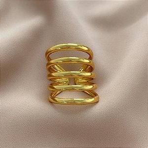 ANEL REGULÁVEL 5 FIOS CLÁSSICOS DOURADO AÇO 316L⭐️