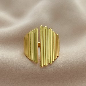 ANEL REGULÁVEL LINHAS VERTICAIS DOURADO AÇO 316L⭐️