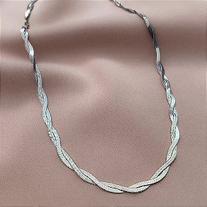 COLAR CORRENTE FITA FINA ENTRELAÇADA AÇO 316L⭐️