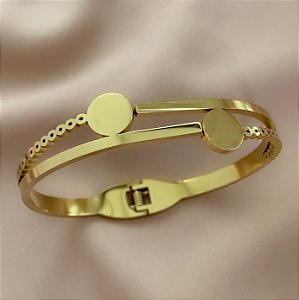 PULSEIRA / BRACELETE FIOS LISOS E BOLINHAS DOURADO AÇO 316L⭐️