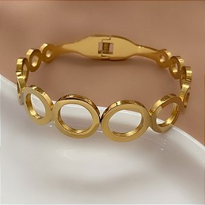 PULSEIRA / BRACELETE FILEIRA BOLINHAS VAZADAS DOURADO AÇO 316L⭐️