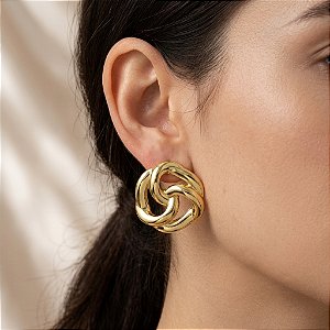 BRINCO ENTRELAÇADO VAZADO DOURADO AÇO 316L⭐️