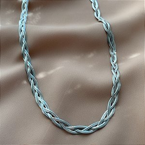COLAR CORRENTE COBRA P TRANÇADA AÇO 316L⭐️