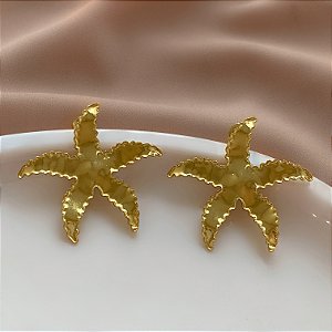 BRINCO ESTRELA DO MAR BORDA FRANZIDA DOURADO AÇO 316L⭐️