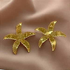 BRINCO ESTRELA DO MAR BORDA FRANZIDA DOURADO AÇO 316L⭐️