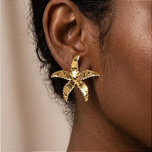 BRINCO ESTRELA DO MAR BORDA FRANZIDA DOURADO AÇO 316L⭐️