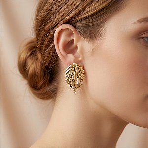 BRINCO FOLHA DOURADO AÇO 316L⭐️