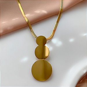 COLAR FITA FINA PINGENTES BOLINHAS LISAS DOURADO AÇO 316L⭐️